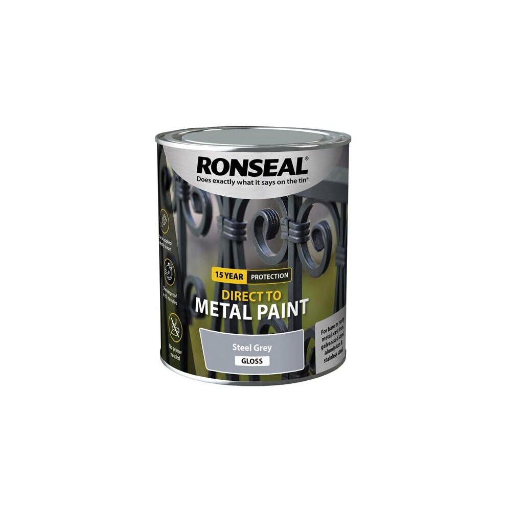 Ronseal Direct To Metal Paint Steel Grey Gloss 750ml 39204