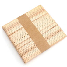 (wooden color) 50 piece set of Multi functional eco friendly natural wood popsicle sticks for waxing procedures, DIY, cooking and arts and craft.