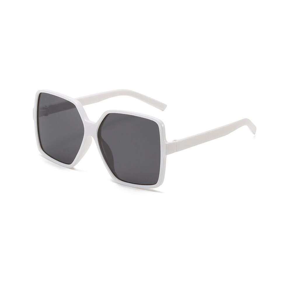 (White+Gray) Women Oversized Square Sunglasses Shades Outdoor