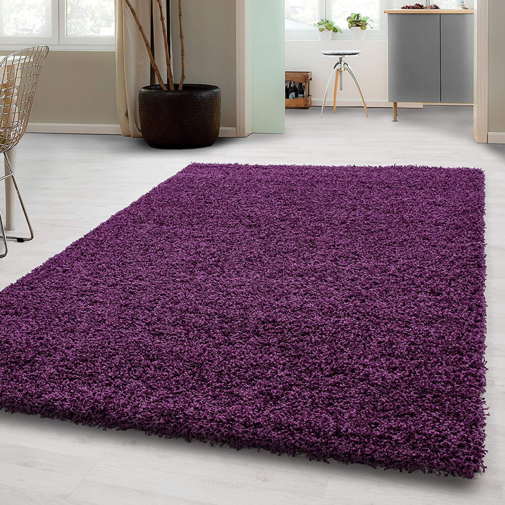 (Lila, 160cm x 230cm) Abaseen Living Room Rug High Pile Shaggy Deep Pile