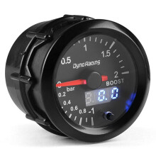 2" 52mm Digital Pointer Automotive 7 Color LED Car Turbo Boost Meter Bar Pressure Gauge for 4/6/8 Cylinder Engine 12V Gasoline Cars Vehicles