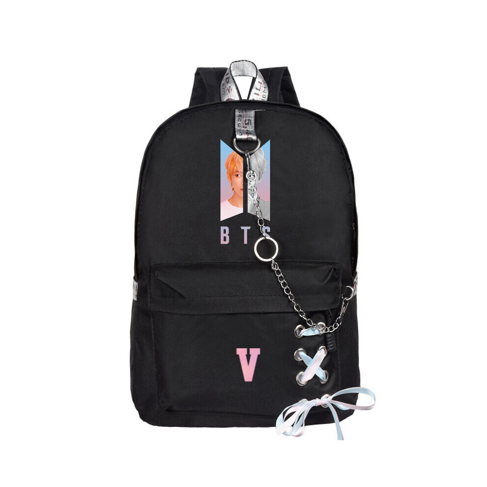 (V) Bts Backpack School Bookbag Student Travel Rucksack Black