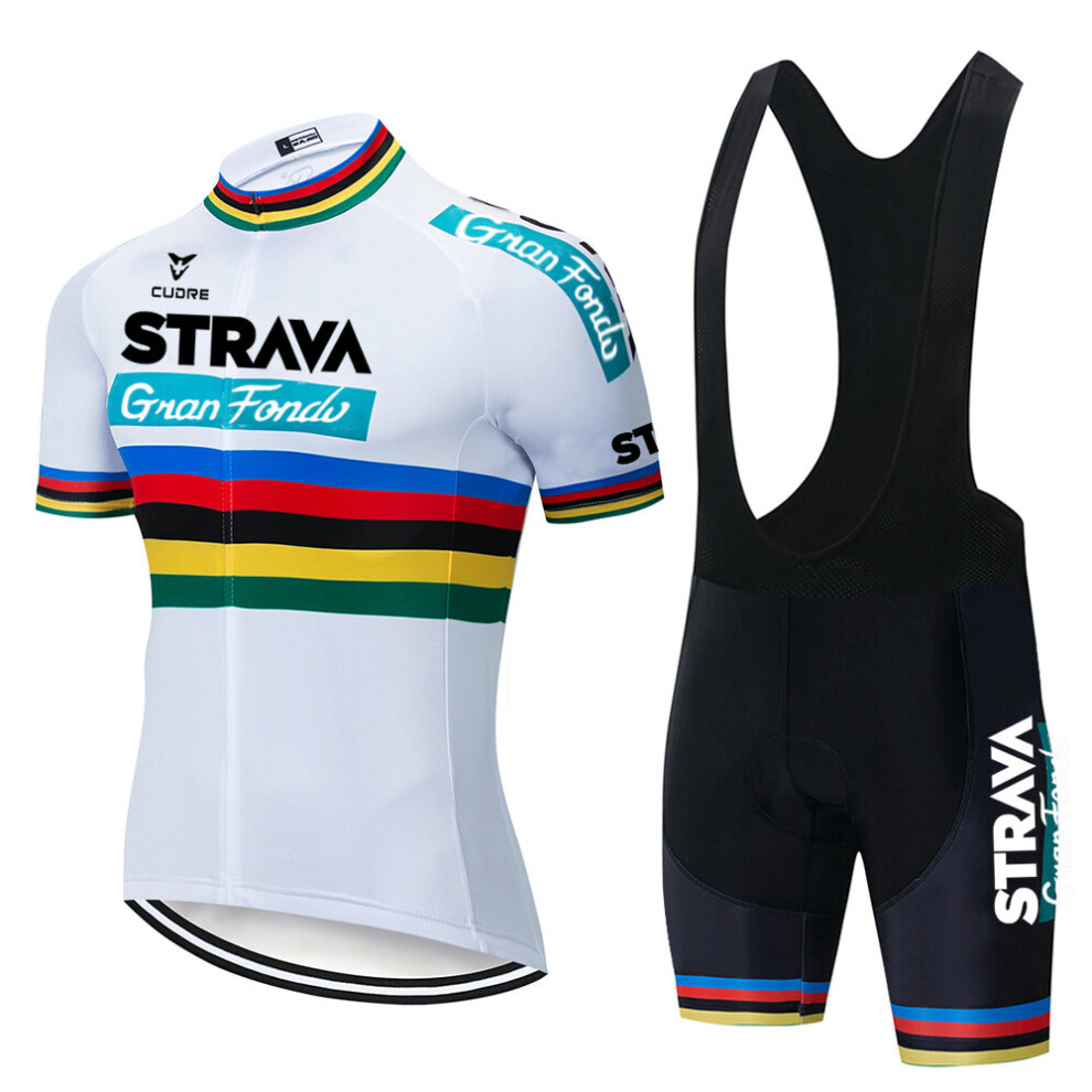 (XL) Cycling Jersey Sweatshir Men Short Sleeve t+Bib Shorts Set 