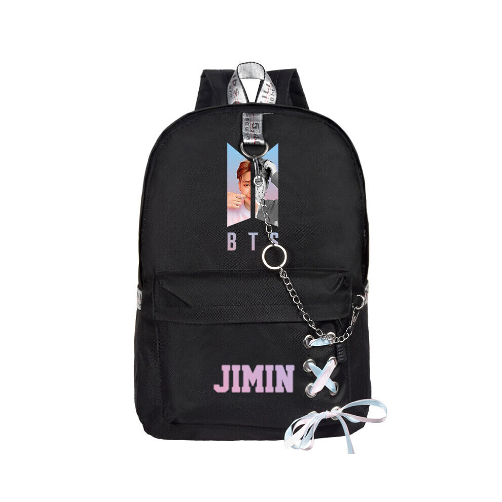 (Jimin) Bts Backpack School Bookbag Student Travel Rucksack Black