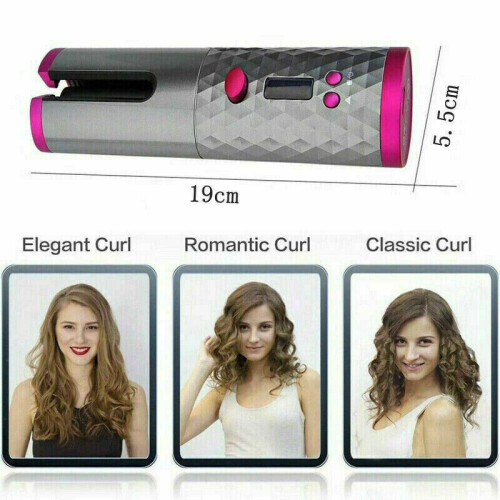 USB Auto Hair Curlers Auto Rotating Wireless Ceramic Curling Iron Wand 2