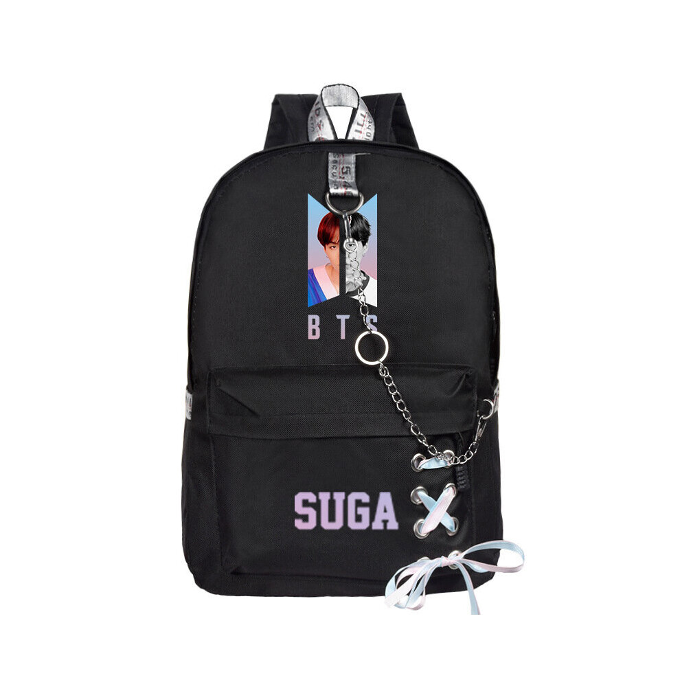 (Suga) Bts Backpack School Bookbag Student Travel Rucksack Black