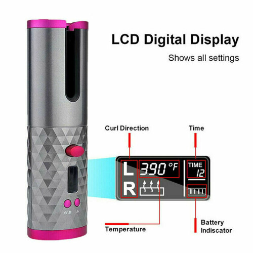 USB Auto Hair Curlers Auto Rotating Wireless Ceramic Curling Iron Wand 1