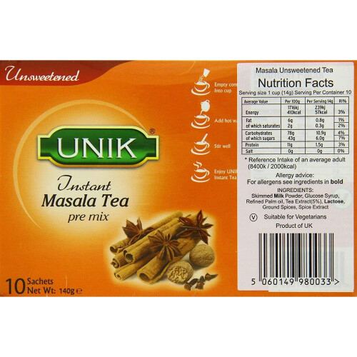 (Pack of 10) Unik Masala Tea Unsweetened 140g 2