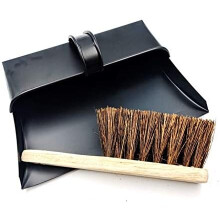 Black Hooded Metal Dust Pan and Stiff Brush Dustpan ash pan