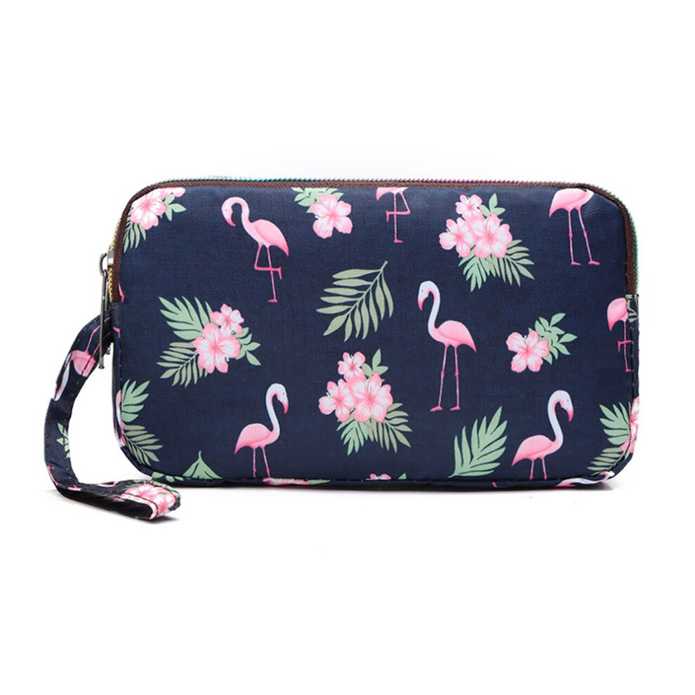(Pink Flamingo) Three Compartment Patterned Purse