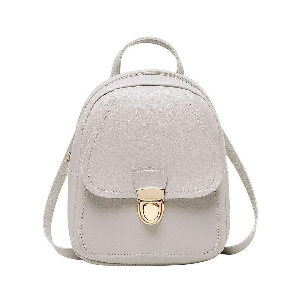 (Gray) Girls Mini Backpack PU Leather Schoolbag Handbag-image-OPC-P7CWRQM-NEW