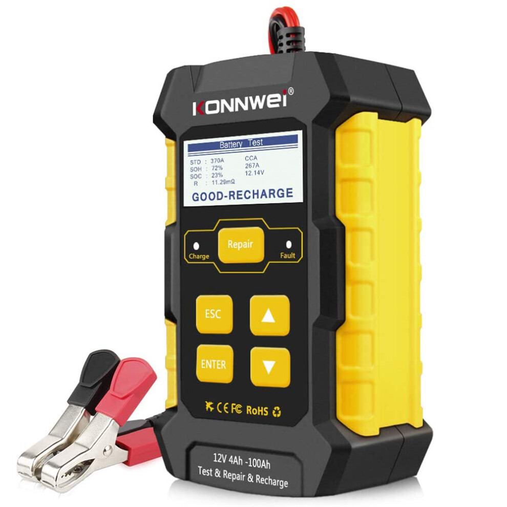 Konnwei Kw510 3 In 1 Battery Charger Automatic Smart Charger Automotive Pulse Repair Maintainer, Trickle Charger Battery Desulfator Temp Compensation 791974311161