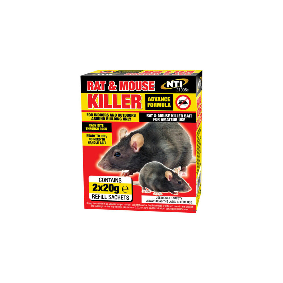 20 X 20G SACHET RAT MOUSE KILLER RODENT PEST CONTROL TREATMENT POISON