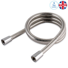 Superlux Full Flow Bathroom Shower Hose Pipe 2 Mtr Chrome Metal New 11Mm Bore