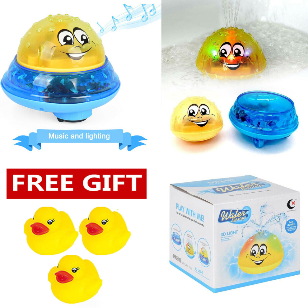 Bath Toys, 2 in 1 Induction Spray Water Toy & Space UFO Car Toys with LED Light Musical