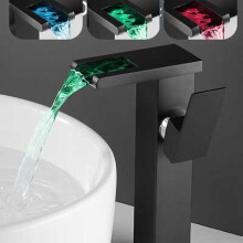 (Black) Water Power LED Waterfall Faucet