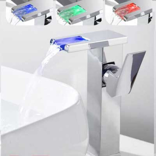 (Silver) Water Power LED Waterfall Faucet