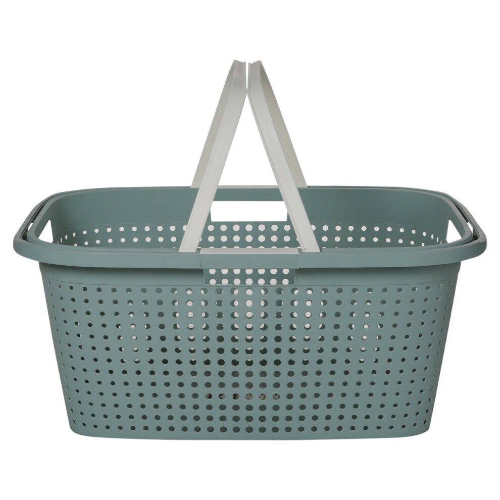 (Teal) Large Plastic Laundry Basket Washing Bin & Handles