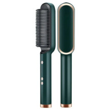 (Green) Hair Straightener Brush Comb Curlers Styler