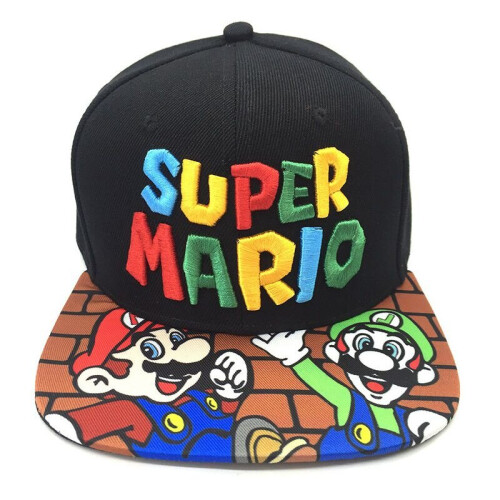 (Black) Super Mario Baseball Trucker Hat Cap Adjustable