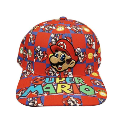 (Red Mario) Super Mario Baseball Trucker Hat Cap Adjustable