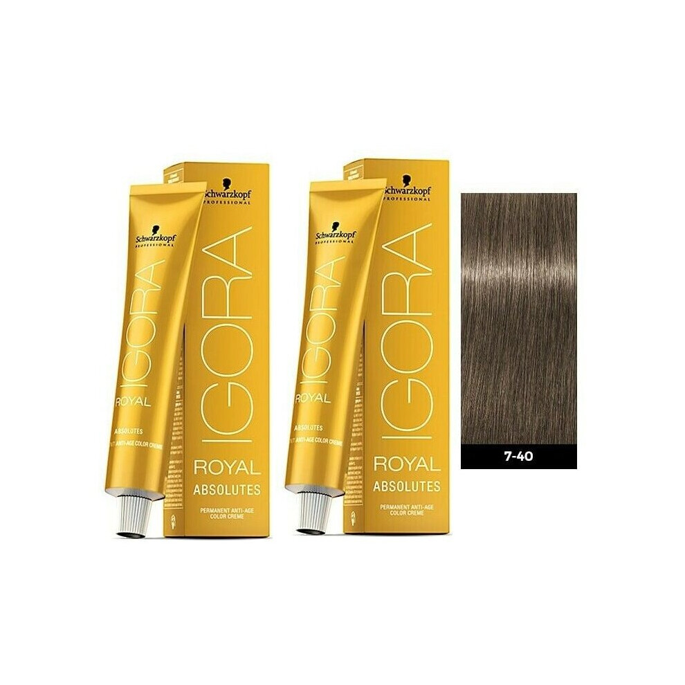 (2pks) Schwarzkopf Igora Royal 7-40 Medium Blonde Beige Natural Permanent Color