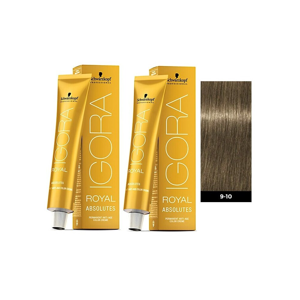 (2pks) Schwarzkopf Igora Royal 9-10 Extra Light Blonde Cendre Natural Permanent Color