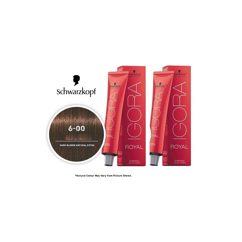 (2pks) Schwarzkopf Igora Royal 6-00 Dark Blonde Natural Extra Permanent Color