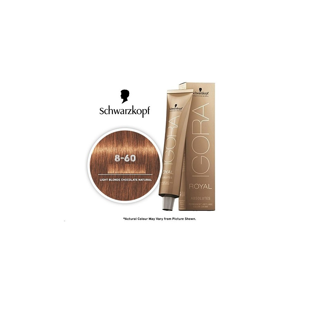 (1pks) Schwarzkopf Igora Royal 8-60 Light Blonde Chocolate Natural Permanent Color