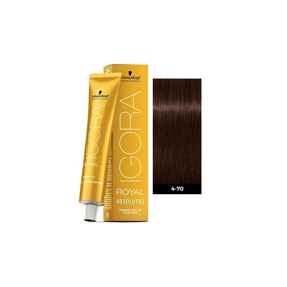 (1pks) Schwarzkopf Igora Royal 4-70 Medium Brown Copper Natural Permanent Color