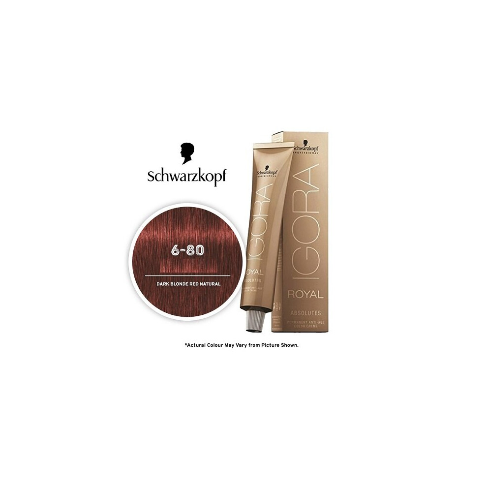 (1pks) Schwarzkopf Igora Royal 6-80 Dark Blonde Red Natural Permanent Color