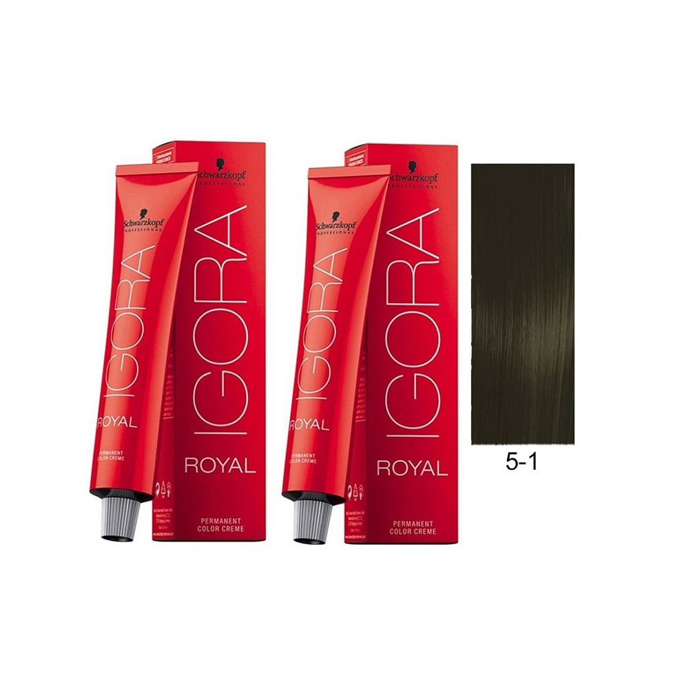 (2pks) Schwarzkopf Igora Royal 5-1 Light Brown Cendre Permanent Color