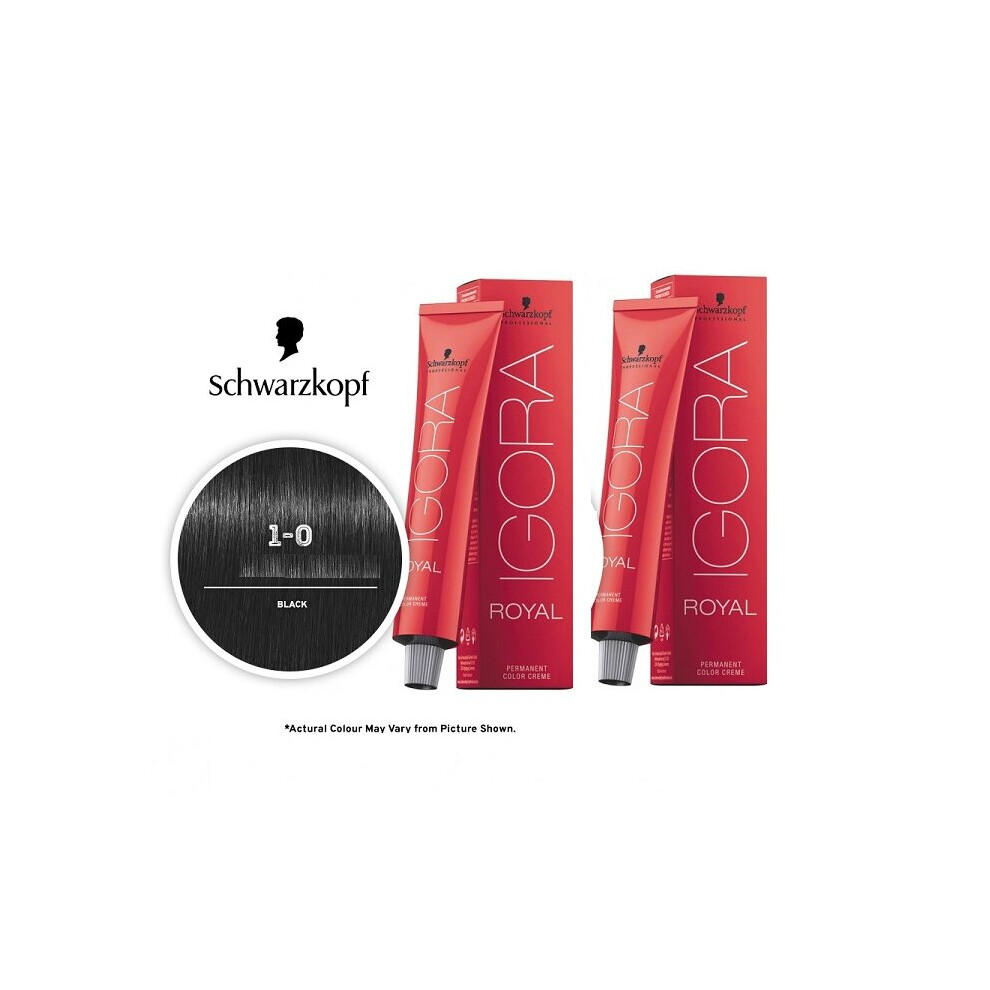 (2pks) Schwarzkopf Igora Royal 1-0 Black Natural Permanent Color