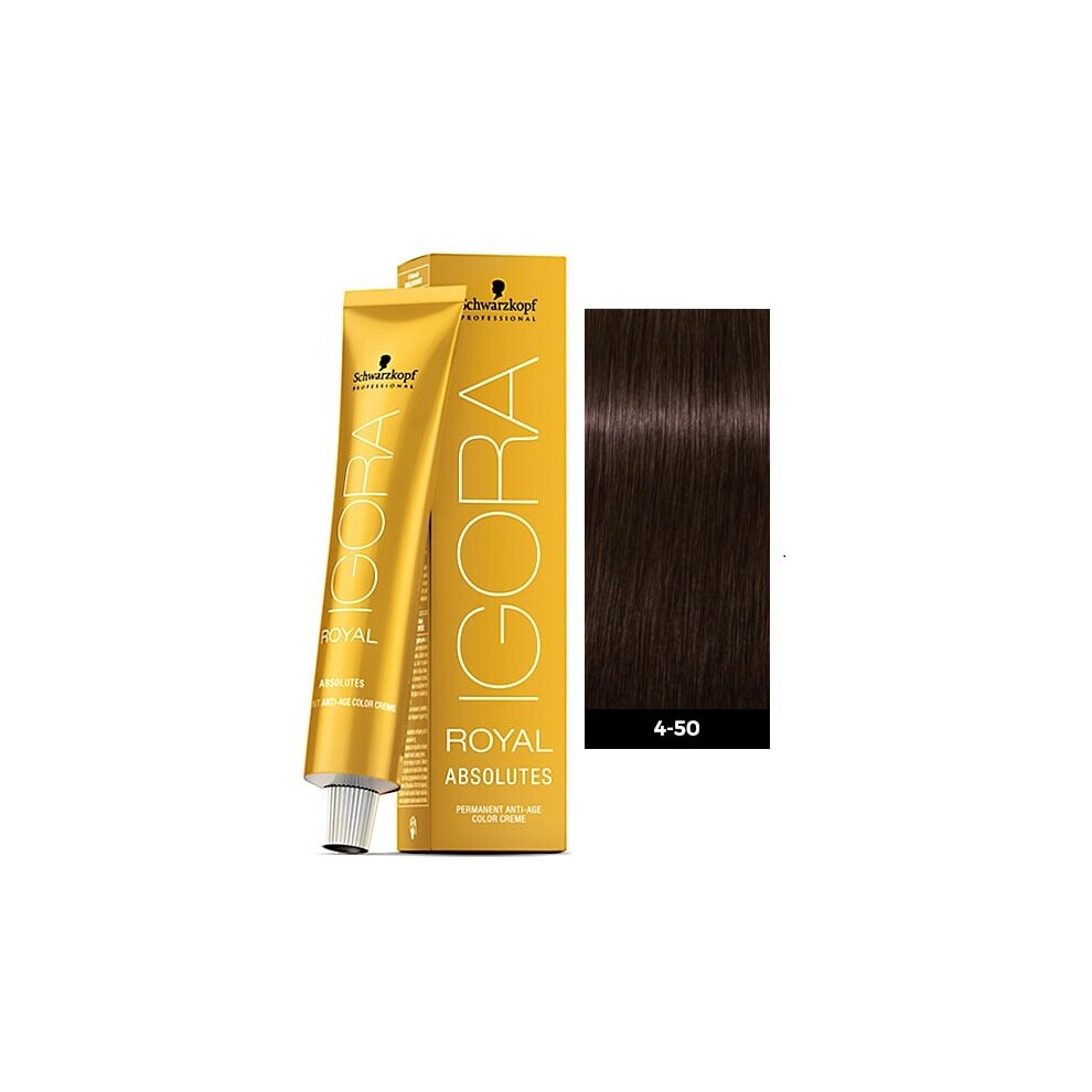 (1pks) Schwarzkopf Igora Royal 4-50 Medium Brown Gold Natural Permanent Color