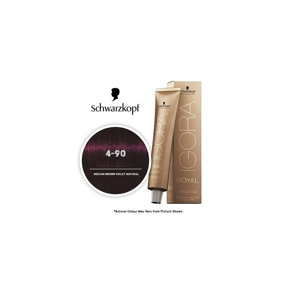 (1pks) Schwarzkopf Igora Royal 4-90 Medium Brown Violet Natural Permanent Color