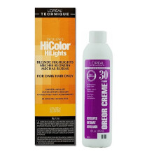 (Golden Blonde+Dev(Vol.30)8oz) L'Oreal Excellence HiColor Golden Blonde BLONDE HiLights For Dark Hair Only