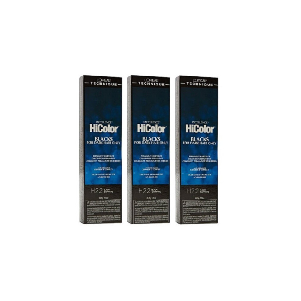 LâOrã©Al Paris Black (H22 - (3Pks)) L'oreal Hicolor H22 Sapphire S For Dark Hair Only