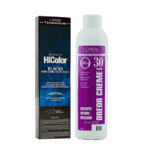 (H22+Dev(Vol.30)8oz) L'Oreal HiColor H22 Black Sapphire BLACKS For Dark Hair Only