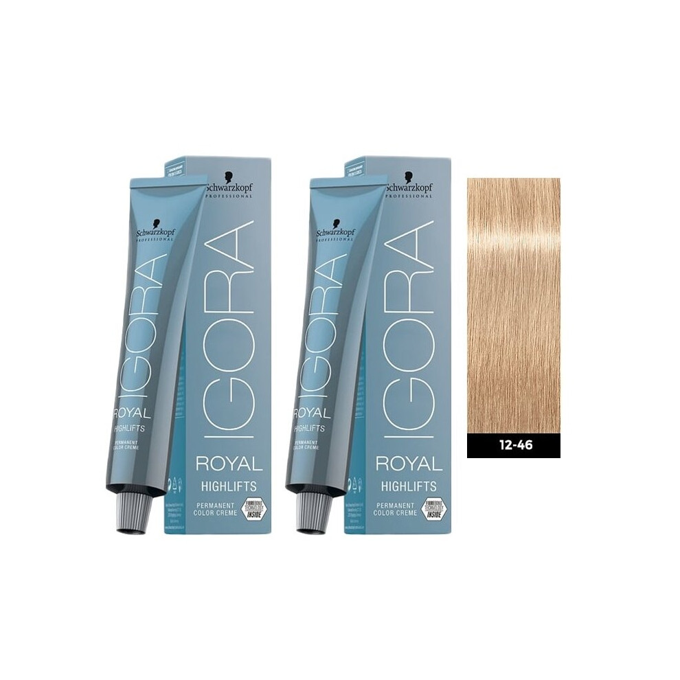 (2pks) Schwarzkopf Igora Royal 12-46 Special Blonde Beige Chocolate Permanent Color