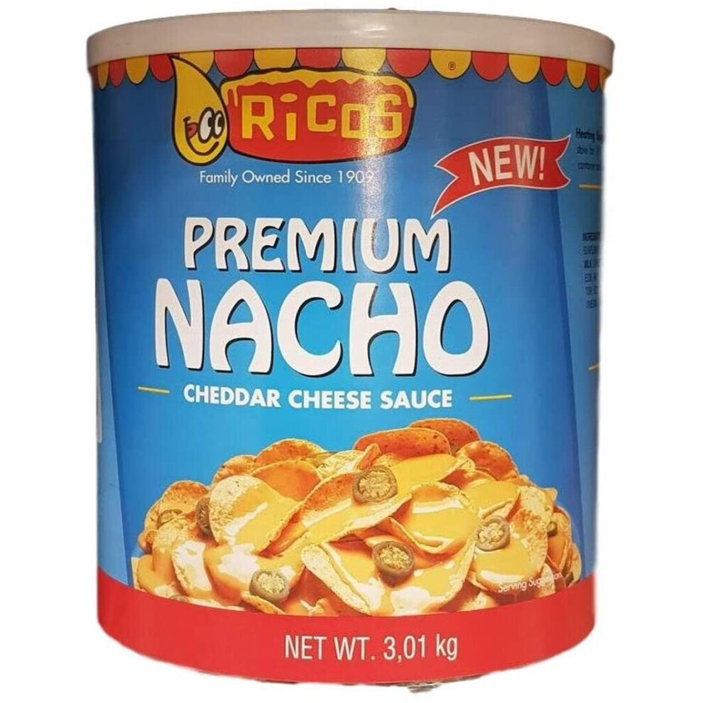 New Ricos Premium Nacho Cheddar Cheese Sauce 3kg Tin Suitable for Home Professional Chefs & Restaurants