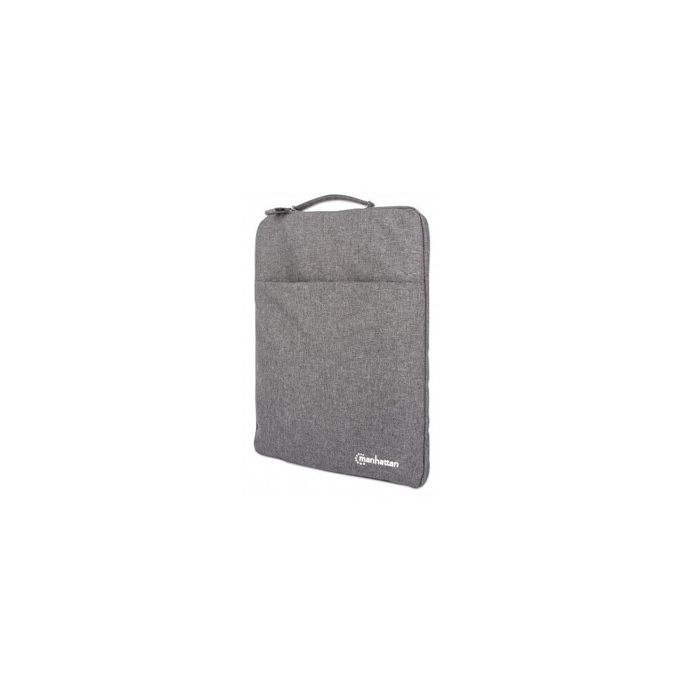 Manhattan Seattle Laptop Sleeve 15.6", Padded, Extra Soft Internal Cushioning, Zippered Front Pocket, Carry Loop, Water Resistant Grey 766623439817