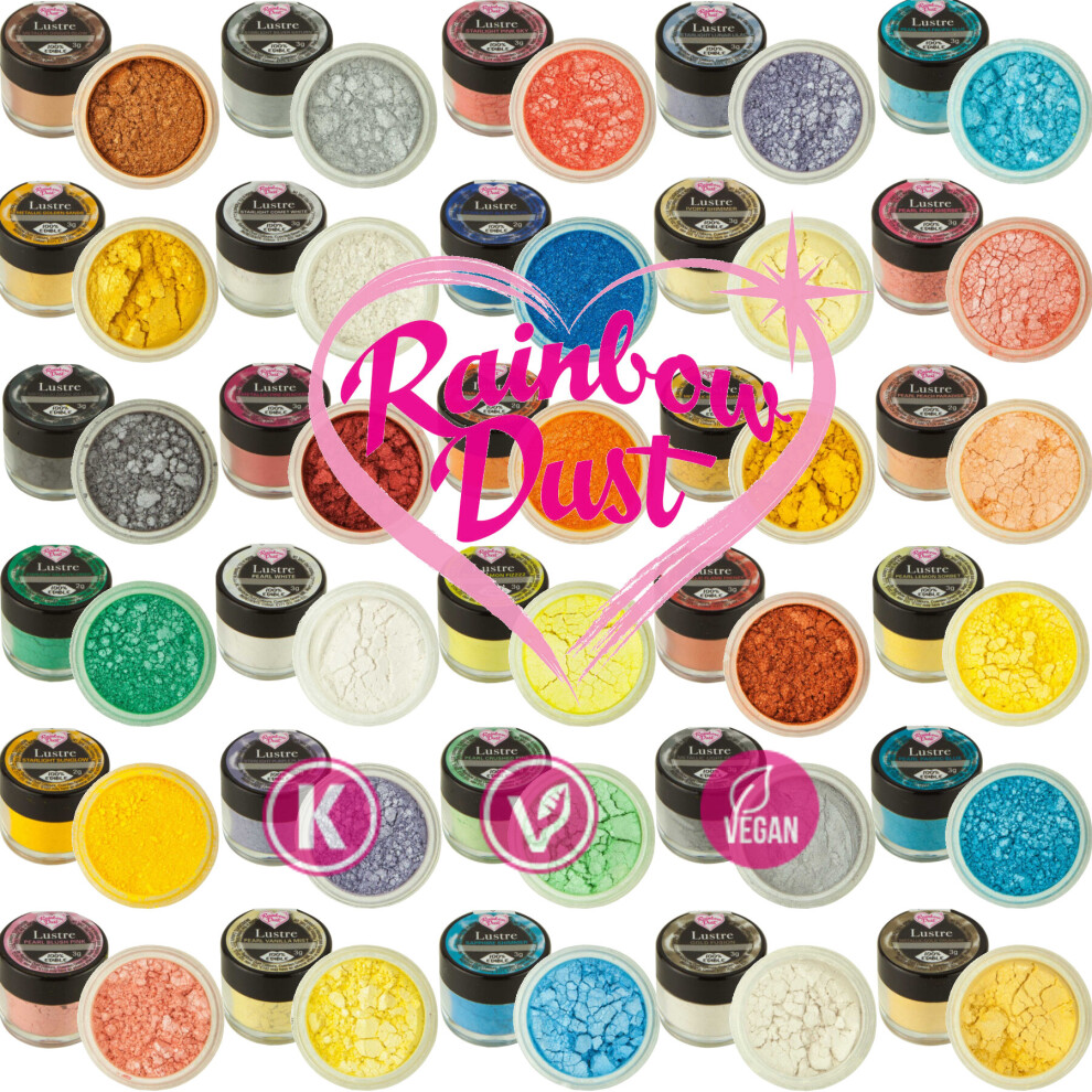 Rainbow Dust Lustre Dust Lu-Td-Whit - Edible Shimmer Powder For Cakes & Sugarcraft (Dry Brush Or Alcohol Paint), Resealable Pot