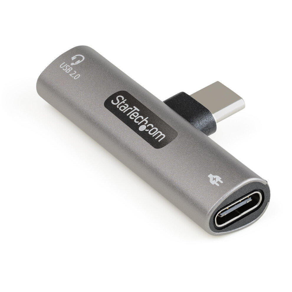 USB C Audio & Charge Adapter - USB-C Audio Adapter w/ USB-C Audio Headphone/Headset Port and 60W USB Type-C Power Delivery Pass-through Charger