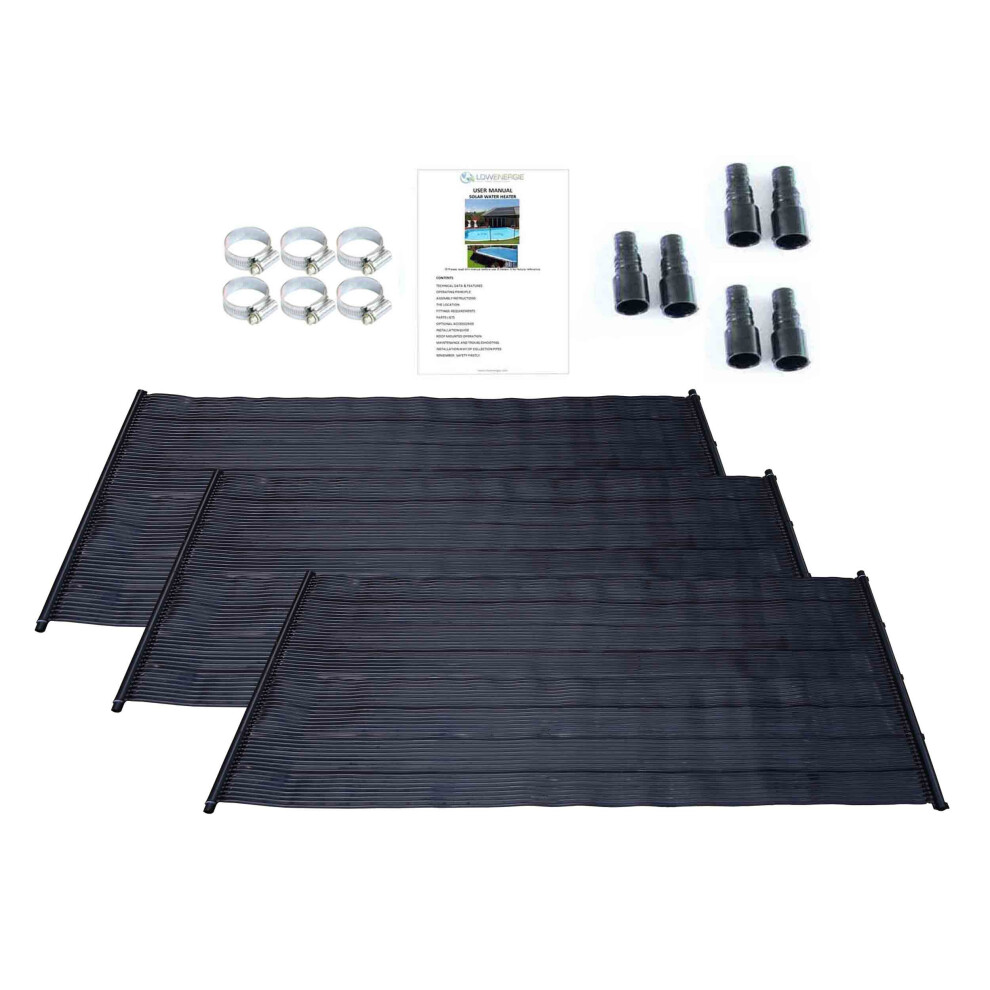 (3) Swimming Kids Paddling Pool Solar Hot Water Heater Mat Total Kit Free Sun Energy 1.33 x 3m
