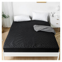 (Black, Double) Quilted Bedding Fitted Sheet, Solid Color Waterproof Non-Slip Protective Cover for Bed Mattress with  Deep Pocket Premium Dust Proof Mattress Cover