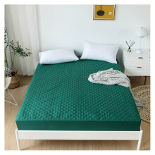 (Green, Double) Quilted Bedding Fitted Sheet, Solid Color Waterproof Non-Slip Protective Cover for Bed Mattress with  Deep Pocket Premium Dust Proof Mattress Cover
