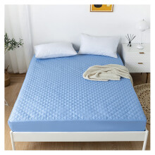 (Azure, Single) Quilted Bedding Fitted Sheet, Solid Color Waterproof Non-Slip Protective Cover for Bed Mattress with Deep Pocket Premium Dust Proof Mattress Cover