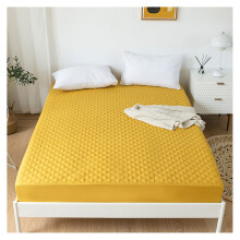 (Yellow, Single) Quilted Bedding Fitted Sheet, Solid Color Waterproof Non-Slip Protective Cover for Bed Mattress with Deep Pocket Premium Dust Proof Mattress Cover