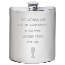Argentina Fifa World Cup Champions Total Wins 6oz Hip Flask Pewter
