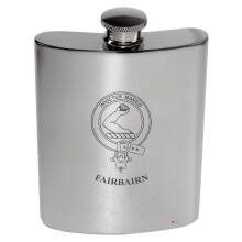Fairbairn Family Crest 6oz Polished Pewter Kidney Flask